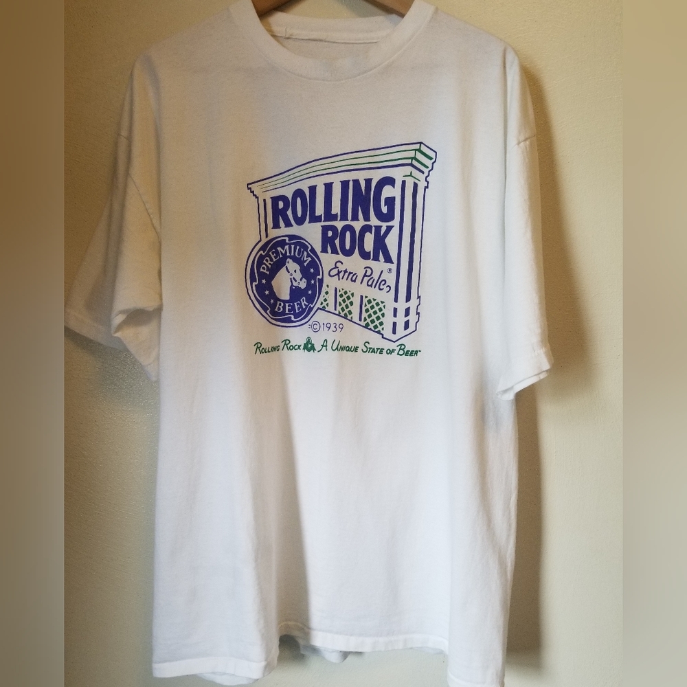 90s Single Stitch Rolling Rock Beer logo, Extra Pale,  T-Shirt Size Large/X-Larg